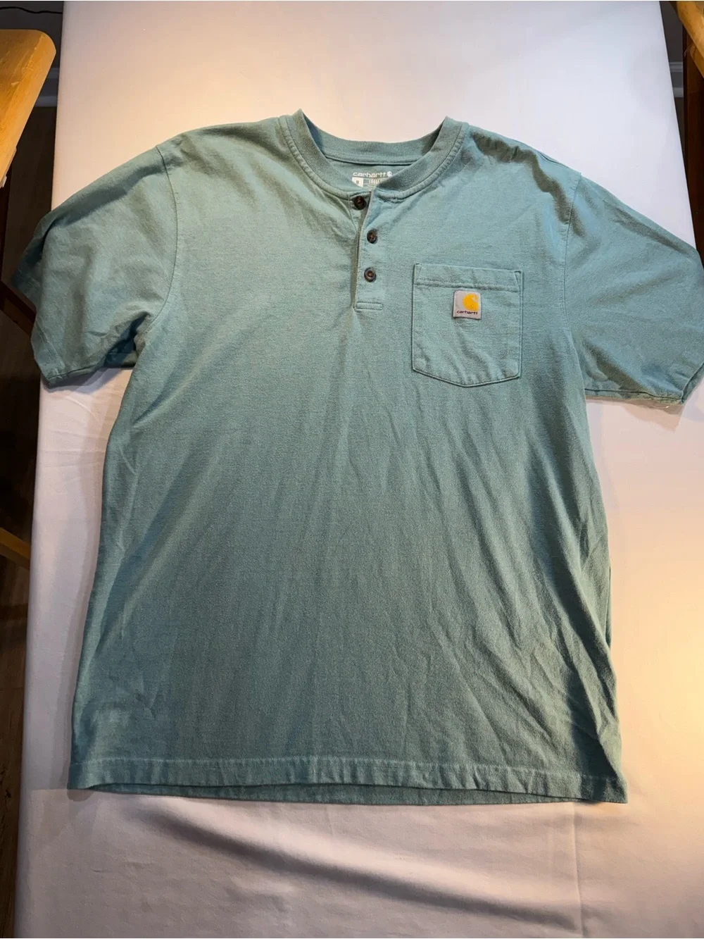Carhartt Short-Sleeve Loose Fit Henley Pocket Tee in Seafoam Green